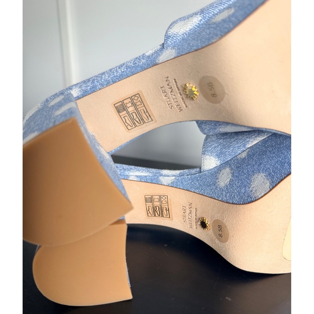NWB Stuart Weitzman Squarehigh Platform 95 Slide Ocelot Denim Sandals 8.5 39 - Picture 4 of 15